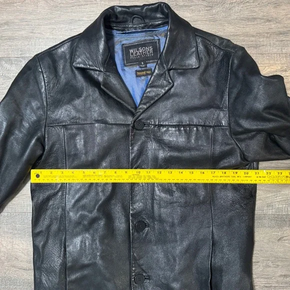 Wilsons Leather Long Line Mens Black Thinsulate Genuine Leather Jacket Small